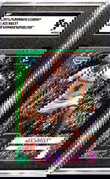 2024-25 Bowman U Chrome #1 Ace Bailey Green Shimmer Refractor SGC 9