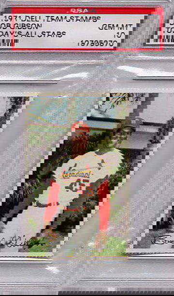 1971 Dell Team Stamps Bob Gibson PSA 10 GEM MT