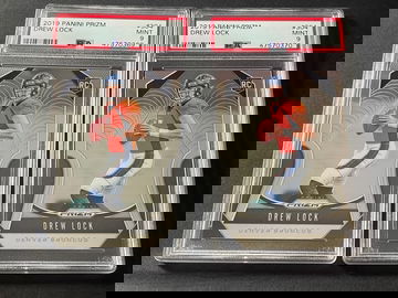 (2) Drew Lock 2019 Prizm RC PSA 9s