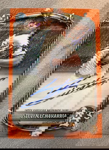 2025 Bowman Chrome 1st STEVEN ECHAVARRIA Orange Auto /25 ATHLETICS Card #CPA-SE