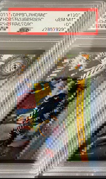 2011 TOPPS CHROME BLACK REFRACTOR BEN ROETHLISBERGER #ED /299 PSA 10