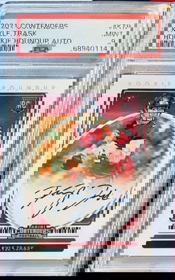 2021 Panini Contenders Kyle Trask Rookie Roundup RC On-Card Auto /49 PSA 9 MINT