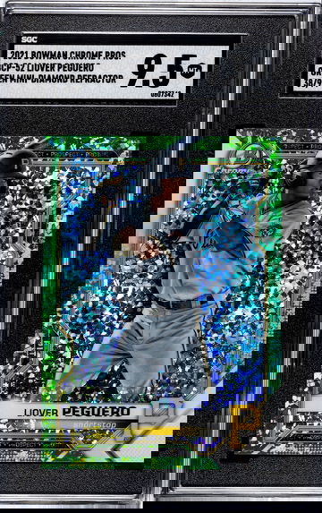 2021 Bowman Chrome Prospects Liover Peguero Green Mini-Diamond Refractor /99 SCG 9.5 Mint +