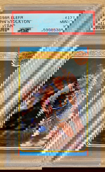 John Stocktown 1988 Fleer All-Star #127 Rookie PSA 9 Mint