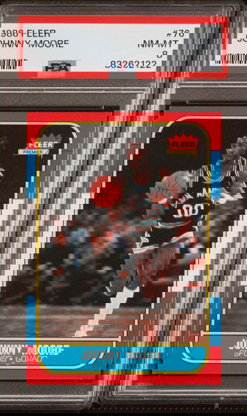 1986 Fleer #76 Johnny Moore - PSA 8 NM-MT.  Just Graded.  Basketball Card.