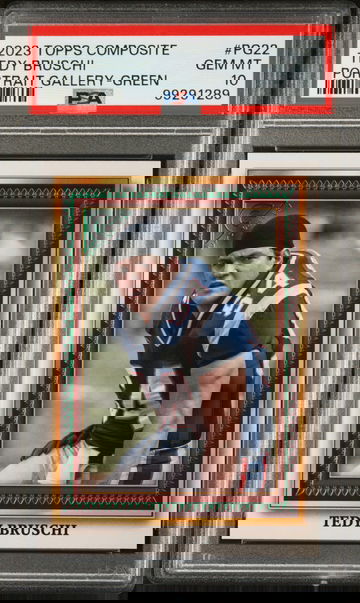 Tedy Bruschi 2023 Topps Portrait Gallery NFL #PG-22 Green 204/250 Card PSA 10