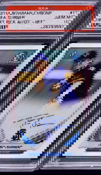 2014 Bowman Chrome, Trea Turner, Draft Pick Auto - Refractor PSA 10. POP 15