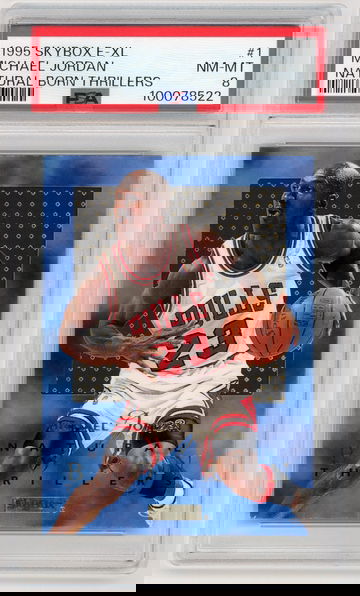 MICHAEL JORDAN 1995-96 SkyBox E-XL Natural Born Thrillers #1 PSA 8