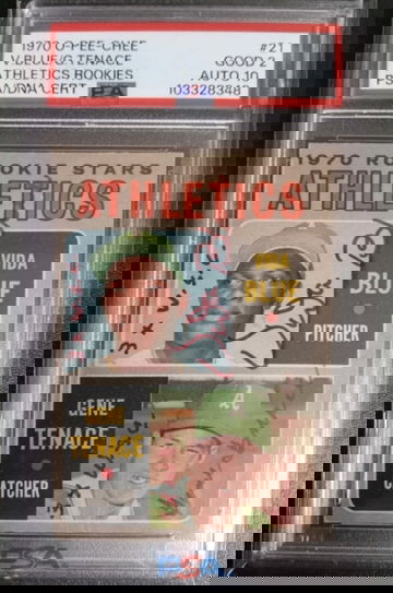 1970 o-pee-chee #21 Vida Blue & Gene Tenace dual RC PSA 2 Auto