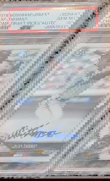 2018 Bowman Draft Alek Thomas Chrome Draft Picks Auto PSA 10