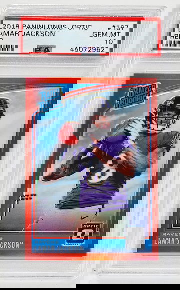 2018 Panini Optic Lamar Jackson Red /99 RC PSA 10