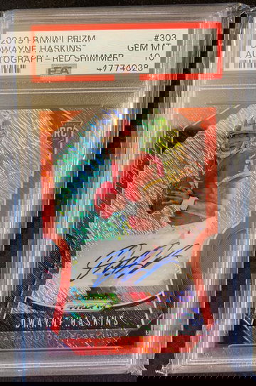 2019 Panini Prizm Dwayne Haskins Rookie Red Shimmer Auto /25 PSA 10