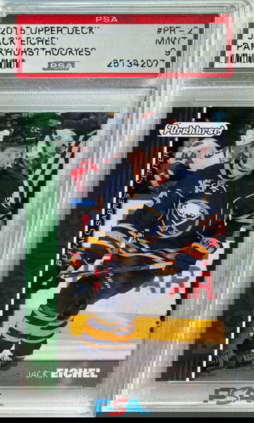 2015 Upper Deck #PR-2 Jack Eichel PSA 9 Mint Green Parkhurst Rookies Pop 24