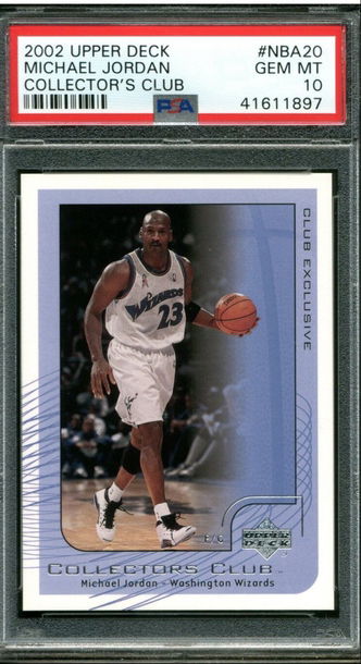 2002 Upper Deck UD Collector's Club Exclusive NBA20 Michael Jordan Washington Wizards PSA 10 Gem Mint