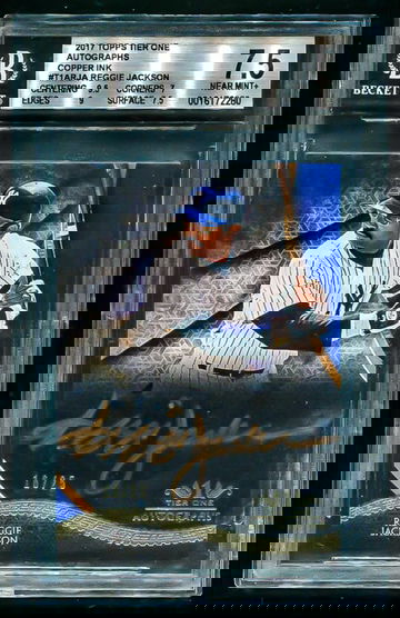 2017 Topps Tier One Reggie Jackson On Card Auto Copper Ink /25 Autograph BGS 7.5