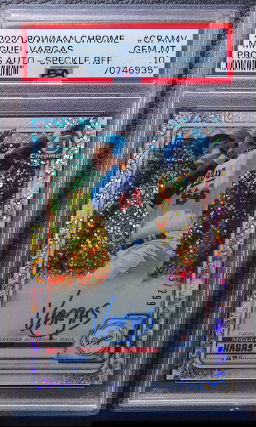 MIGUEL VARGAS 2020 BOWMAN CHROME SPECKLE AUTO /299 PSA 10 GEM