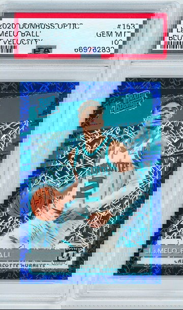2020 Donruss Optic #153 LaMelo Ball - Rated Rookie Blue Velocity Prizm | PSA 10