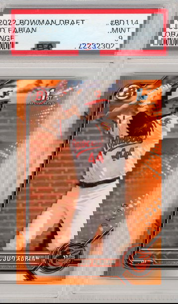 2022 Bowman Draft Jud Fabian Orange Paper Parallel #'d /25 PSA 9 BD114 Baltimore Orioles