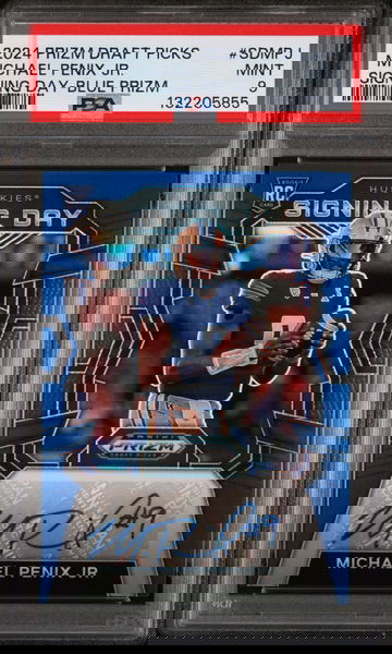 2024 Panini Prizm Draft Picks Signing Day Blue Michael Penix Jr. #SD-MPJ /149 PSA 9