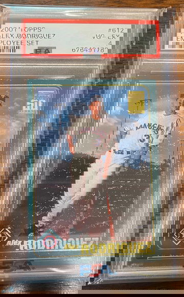 ALEX RODRIGUEZ 2001 TOPPS BASEBALL EMPLOYEE SET #612 - PSA 4 TEXAS RANGERS. 