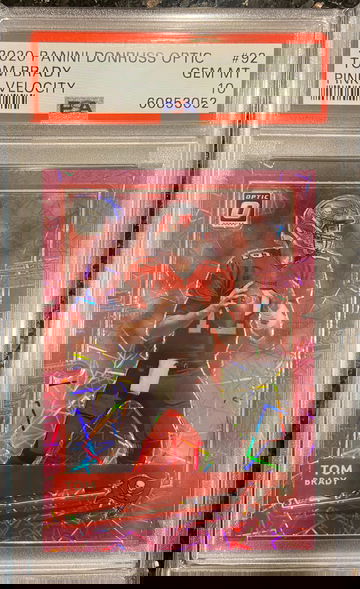2020 Panini Donruss Optic #92 TOM BRADY Pink Velocity /79 PSA 10 (POP 1/3)