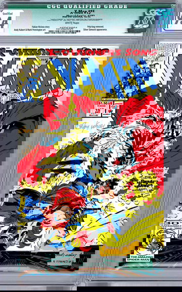 X-MEN #15 v.2 CGC 9.4 SILVER SAMURAI APP ANDY KUBERT SIGNED & NUMBERED COA 1992