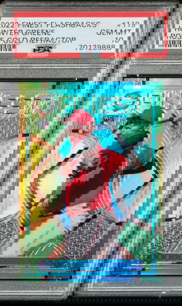 2022 Topps Finest Flashbacks Hunter Greene Rose Gold Refractor 3/15 Rookie SSP RC PSA 10 Gem Mint