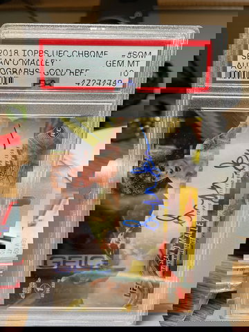 2018 Sean O'Malley Topps UFC Chrome Gold Auto /50 PSA 10