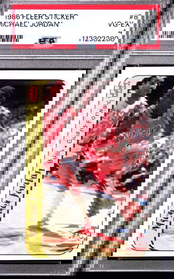 1986 Fleer Michael Jordan Sticker #8 PSA 4