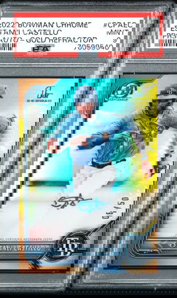 Psa 9 2020 Bowman Chrome Autographs Estanli Castillo Gold /50