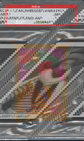 1953 FC26-1 Canadian Shredded Wheat #13 James I Kings/Queens of England PSA 7 NM