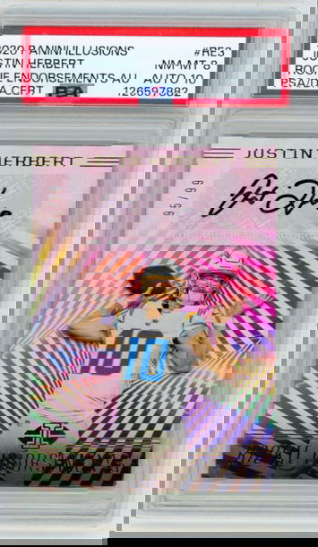 Justin Herbert 2020 Panini Illusions RC Autograph /99 PSA 8/10