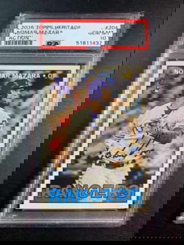 Nomar Mazara 2016 Topps Heritage Action Variation SP Rookie #704 PSA 10.