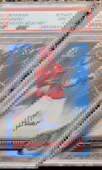 2022 Bowman Edgar Quero Chrome Prospect Auto Blue Refractor PSA 9