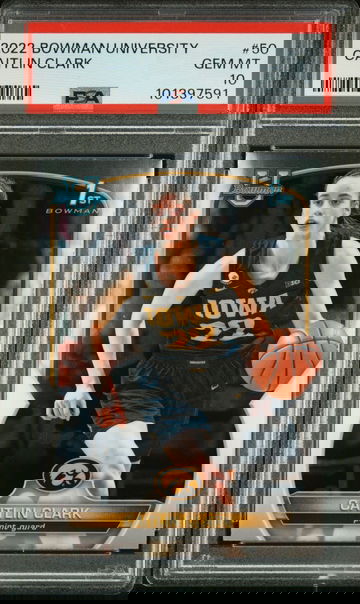 2022-23 1st Bowman University Caitlin Clark #50 Rookie RC PSA 10 | Iowa Hawkeyes