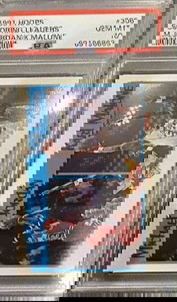 1991 Hoops NBA Scoring League Leaders 306 Michael Jordan Chicago Bulls Karl Malone Utah Jazz PSA 10 Gem Mint