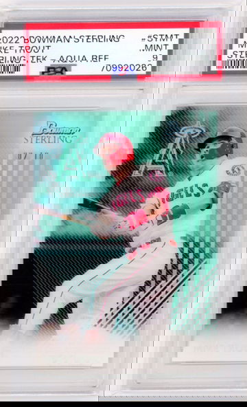 2022 Bowman Sterling #STMT Mike Trout Sterling Tek-Aqua Refractor PSA 9 MINT!