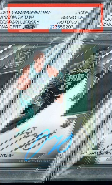 2017 Spectra Jayson Tatum Rookie Patch Auto RPA Jersey Prizm /299 PSA 8 Auto 10