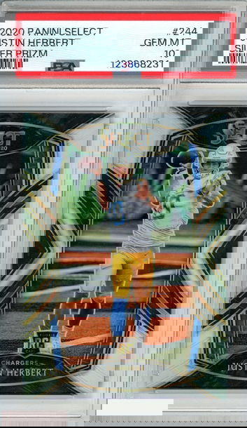 2020 PANINI SELECT JUSTIN HERBERT #244 SILVER PRIZM ROOKIE RC PSA 10 GEM MT