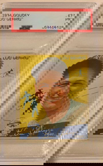 1934 Goudey Lou Gehrig PSA 1 PR