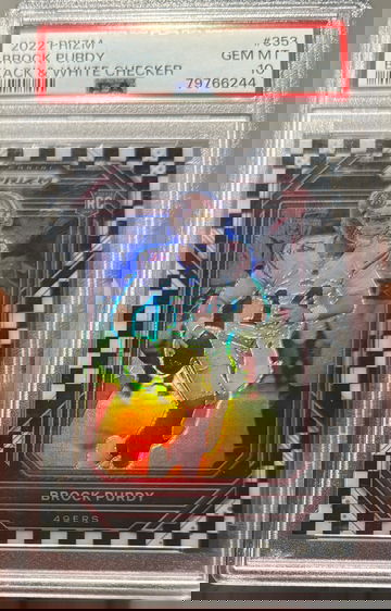 2022 Panini Prizm Brock Purdy Rookie Black & White Checker Prizm PSA 10