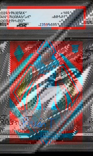 2024 Panini Phoenix Autograph-Red Brian Thomas Jr. #164 /99 PSA 8