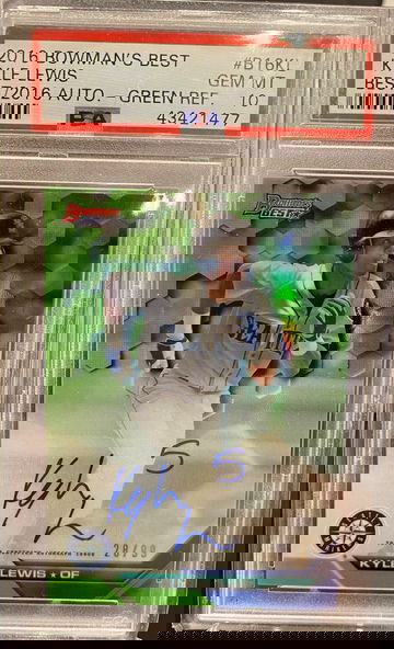 Kyle Lewis 2016 Bowman's Best Green Refractor Auto Rookie of the year RC PSA 10 POP 2