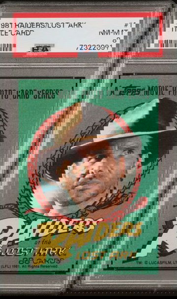 1981 TOPPS RAIDERS OF THE LOST ARK TITLE CARD HARRISON FORD #1 PSA 8