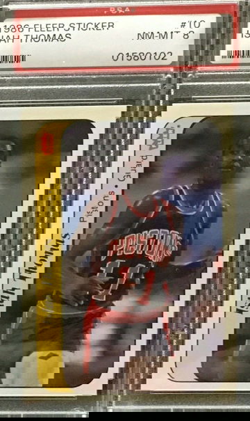 1986 Fleer Sticker ISIAH THOMAS #10 PSA 8