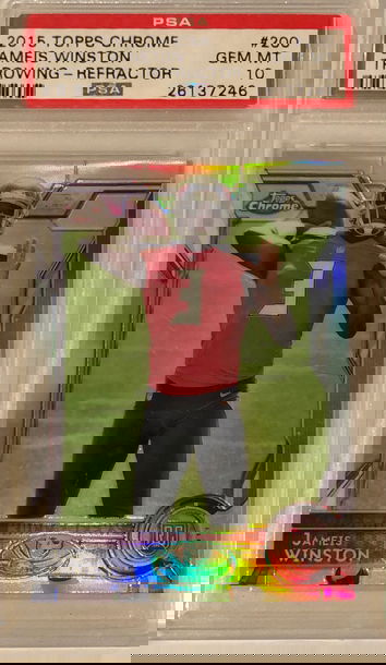 2015 TOPPS CHROME JAMEIS WINSTON THROWING REFRACTOR PSA 10