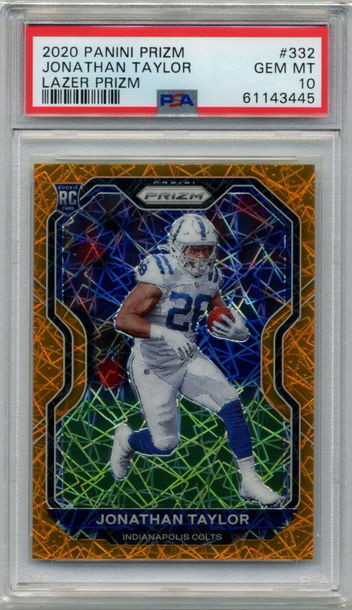 2020 Panini Prizm #332 Jonathan Taylor RC Lazer Prizm PSA 10 Gem Mint Colts Pop 12