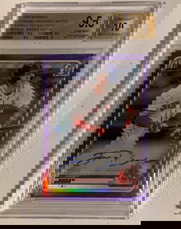Jarren Duran 2020 bowman chrome purple auto /250 BGS 9.5 10 auto 