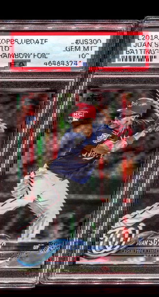 2018 TOPPS UPDATE JUAN SOTO RAINBOW FOIL PSA 10 GEM MINT