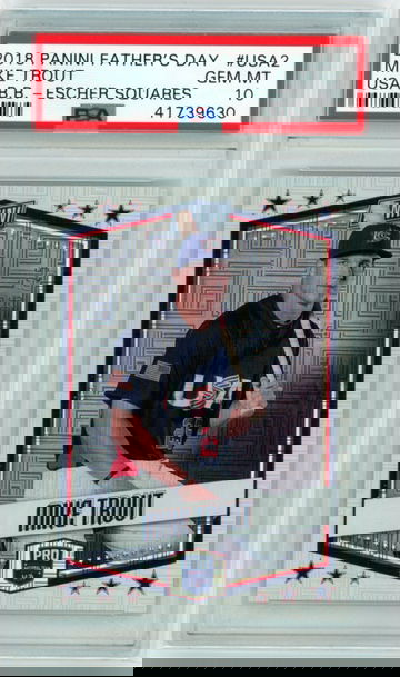 2018 Panini Father's Day #USA2 Mike Trout USA Baseball-Escher Squares PSA 10 GEM MINT!